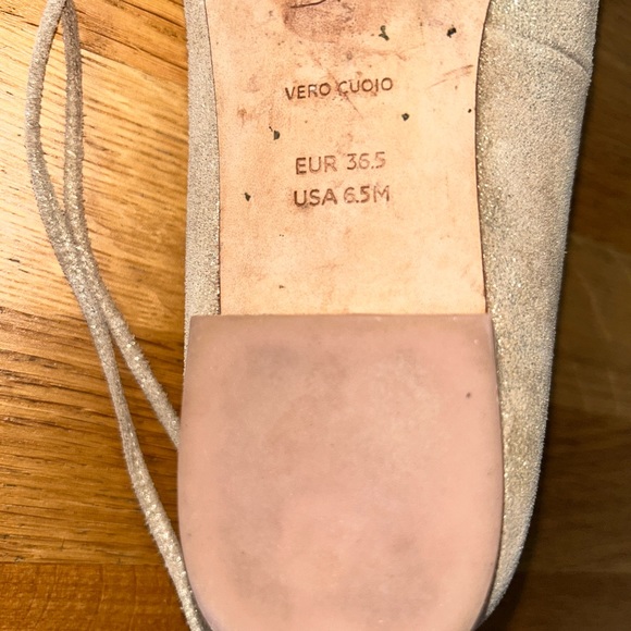 DVF Diane Von Furstenberg Gold Ballet Flats with Ankle Tie Up Size 6.5 - Picture 6 of 6